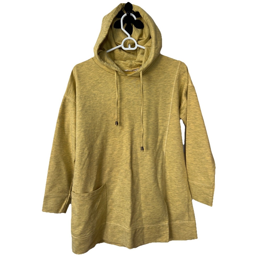 Soft Surroundings Hoodie Womens Size‎ PS Soho Tunic Heathered Yellow Pocket Knit